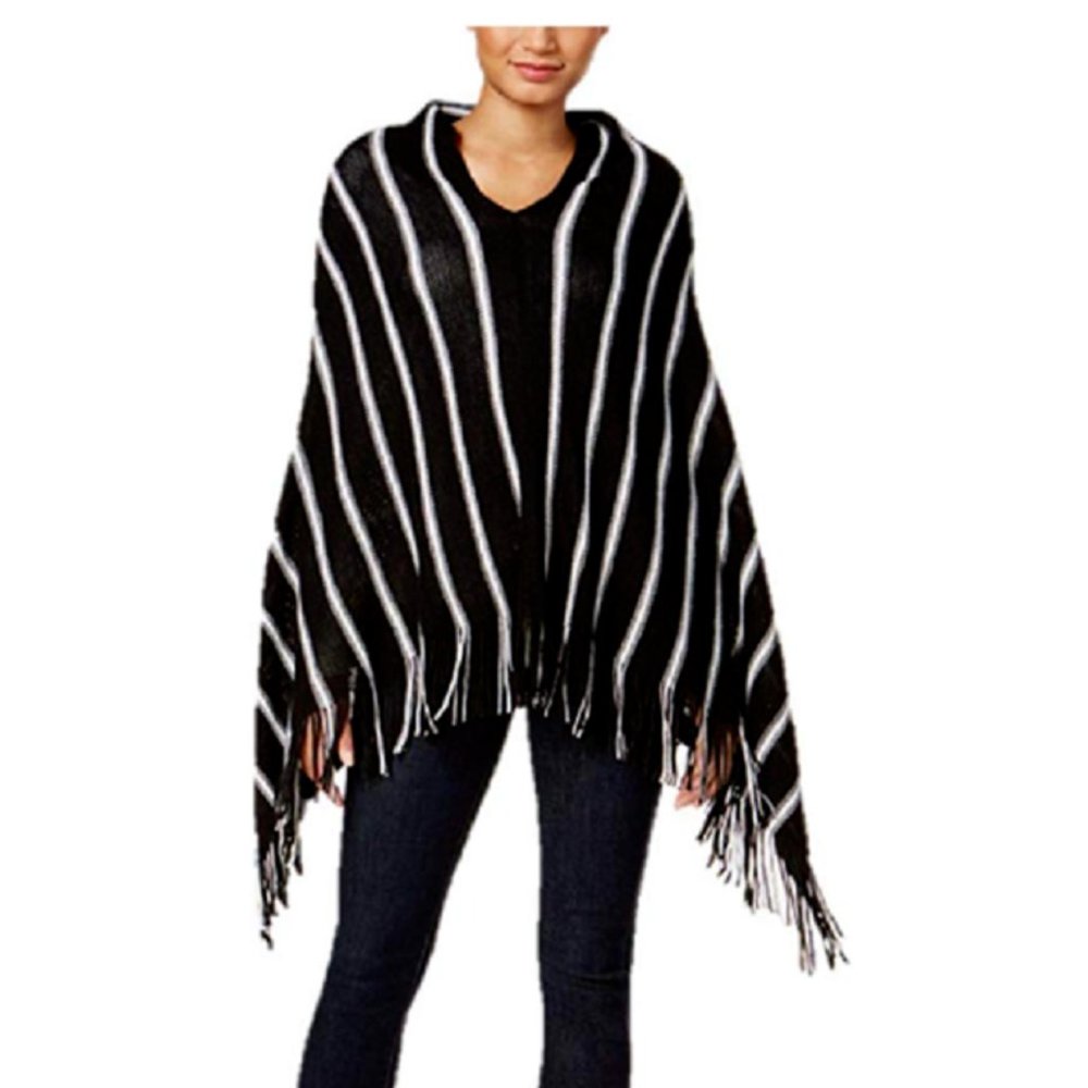 Charter Club Pinstripe Bias Poncho/Scarf, One Size Retail $58.50